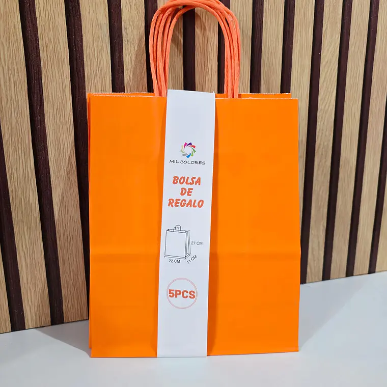 PAQ DE 5 BOLSAS PARA REGALO COLORES LISOS VARIOS MODELOS🛍️ PAQ.5 PZ 12