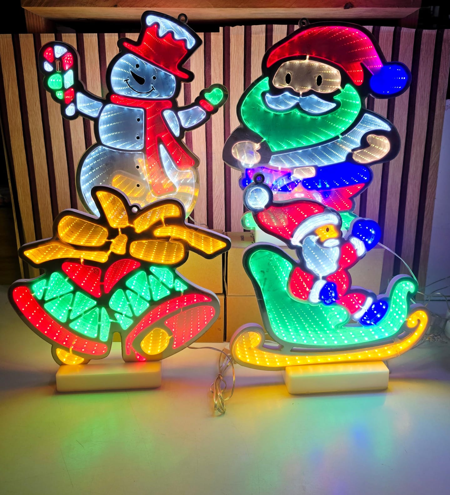 🪅FIGURAS NAVIDEÑAS EN 3D CON LUZ LED DE COLORES MOD# CA3001E 🎄⛄