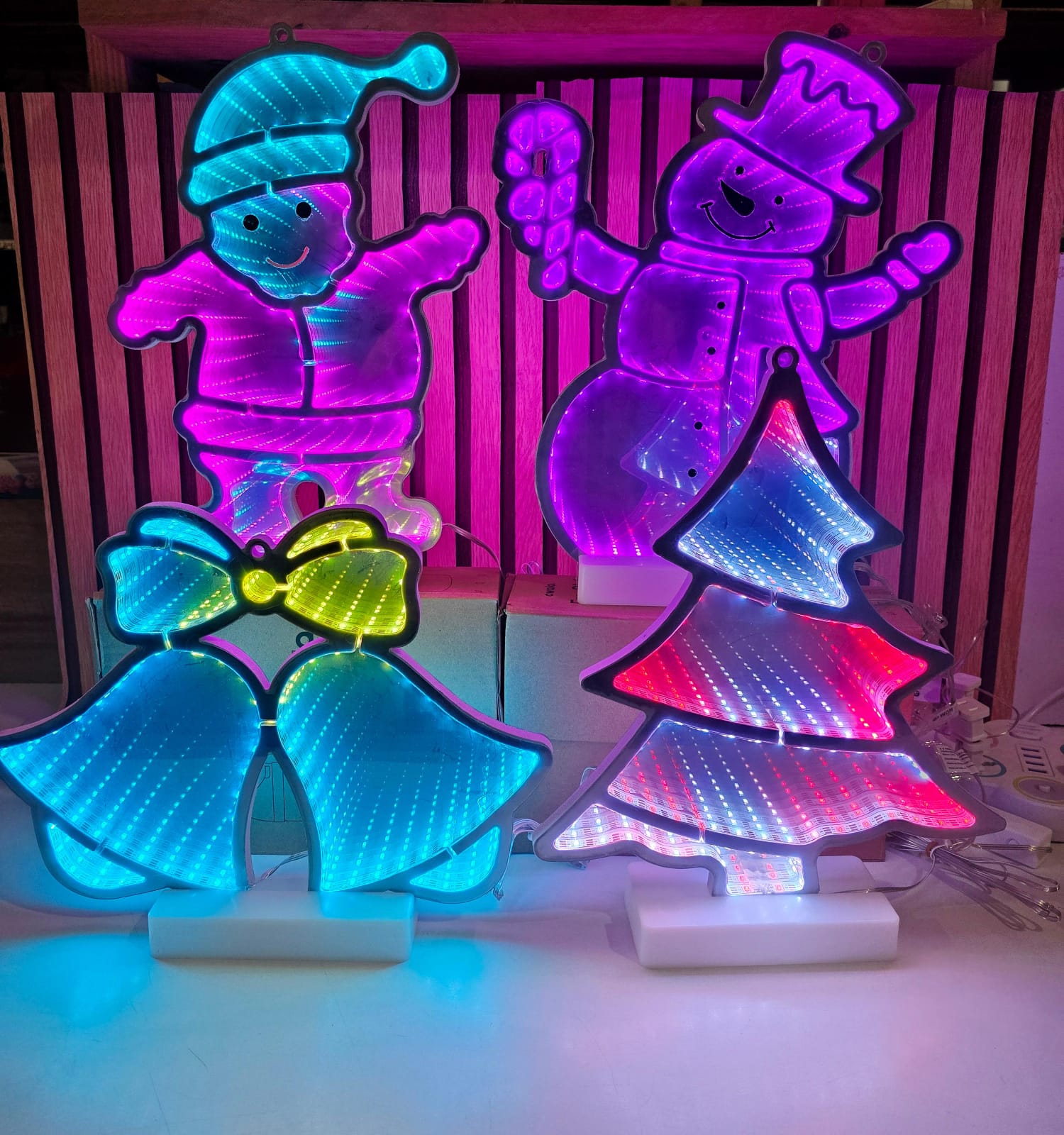 ✨FIGURAS NAVIDEÑAS EN 3D CON LUZ LED DE COLORES (CAMBIANTES) MOD# CA3001C ⛄
