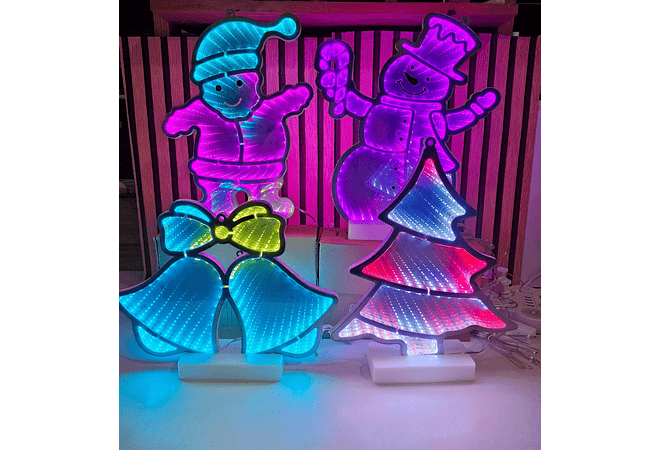 ✨FIGURAS NAVIDEÑAS EN 3D CON LUZ LED DE COLORES (CAMBIANTES) MOD# CA3001C ⛄