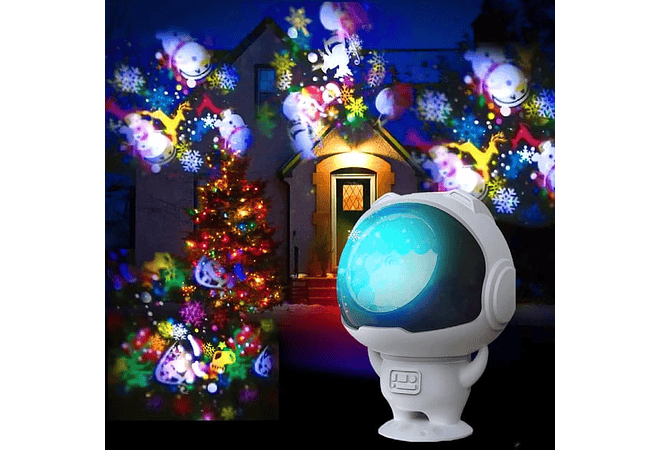 MINI PROYECTOR ASTRONAUTA  CON PATRON NAVIDEÑO