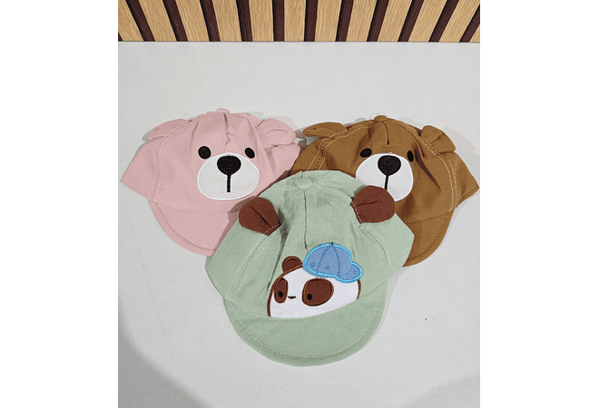 GORRA CON OREJITAS PARA BEBÉ DISEÑO ANIMALITOS MOD# 474AM  