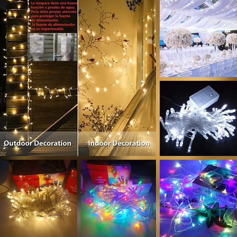 10 MTS 200 FOQUITOS SERIE DE LUZ LED DE COLORES  MOD#L200C-10M, L200A ,L200B 1
