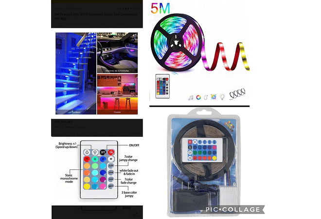 5MTS TIRA LUZ LED STRIP RGB CON CONTROL