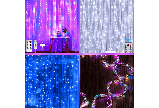 3MTS X 3MTS CORTINA ALAMBRE LUZ LED CON CONTROL USB  MOD#60HZ