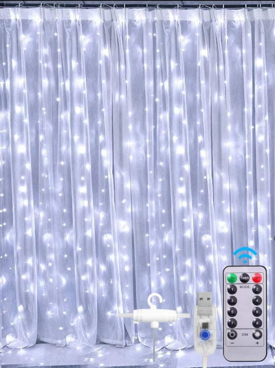 3MTS X 3MTS CORTINA ALAMBRE LUZ LED CON CONTROL USB  MOD#60HZ