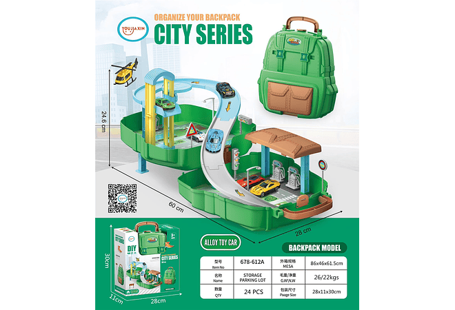 JUGUETE MOCHILA PISTA MOD# 678-611A, 12A, 13A Y 14A