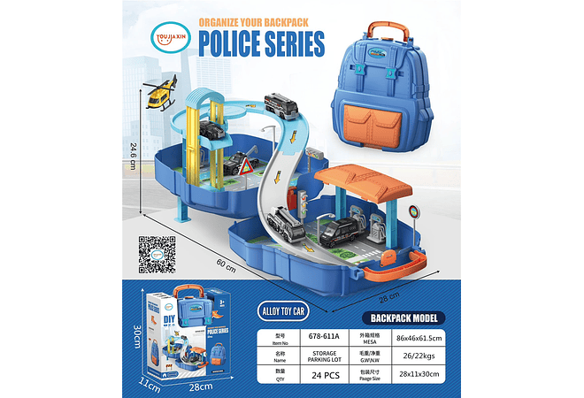 JUGUETE MOCHILA PISTA MOD# 678-611A, 12A, 13A Y 14A