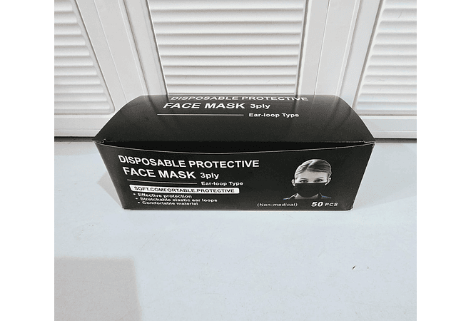 CAJITA CON 50 CUBREBOCAS NEGROS PARA ADULTO