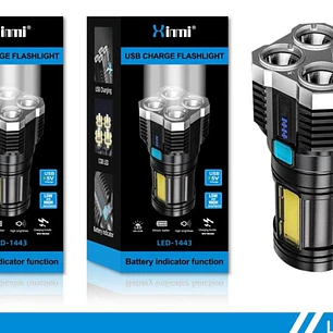 LINTERNA RECARGABLE/XINMI DE 4 NÚCLEOS MOD# LED-1443🔦