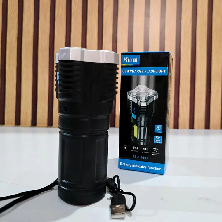 LINTERNA RECARGABLE/XINMI DE 4 NÚCLEOS MOD# LED-1443🔦 2