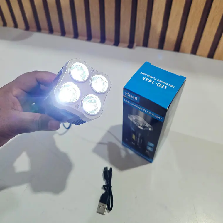 LINTERNA RECARGABLE/XINMI DE 4 NÚCLEOS MOD# LED-1443🔦 5