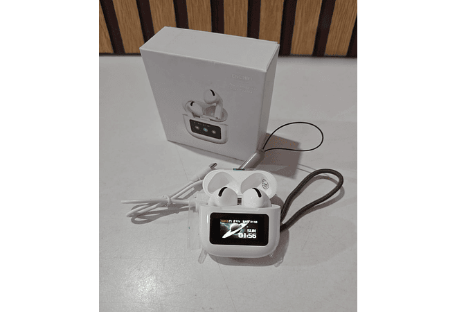 AUDIFONOS INALAMBRICOS BLANCOS CON PANTALLA DIGITAL MOD# TW-6303 🎶