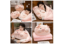 2 EN 1 ALMOHADA/FRAZADA DISEÑO CERDITO  🐷