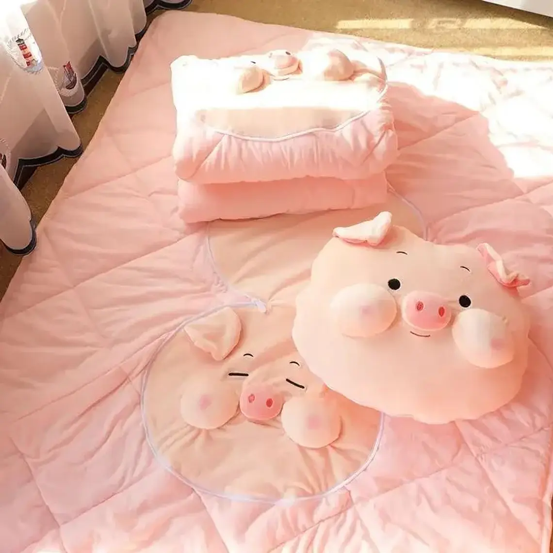 2 EN 1 ALMOHADA/FRAZADA DISEÑO CERDITO  🐷 2