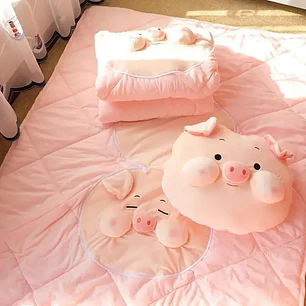 2 EN 1 ALMOHADA/FRAZADA DISEÑO CERDITO  🐷