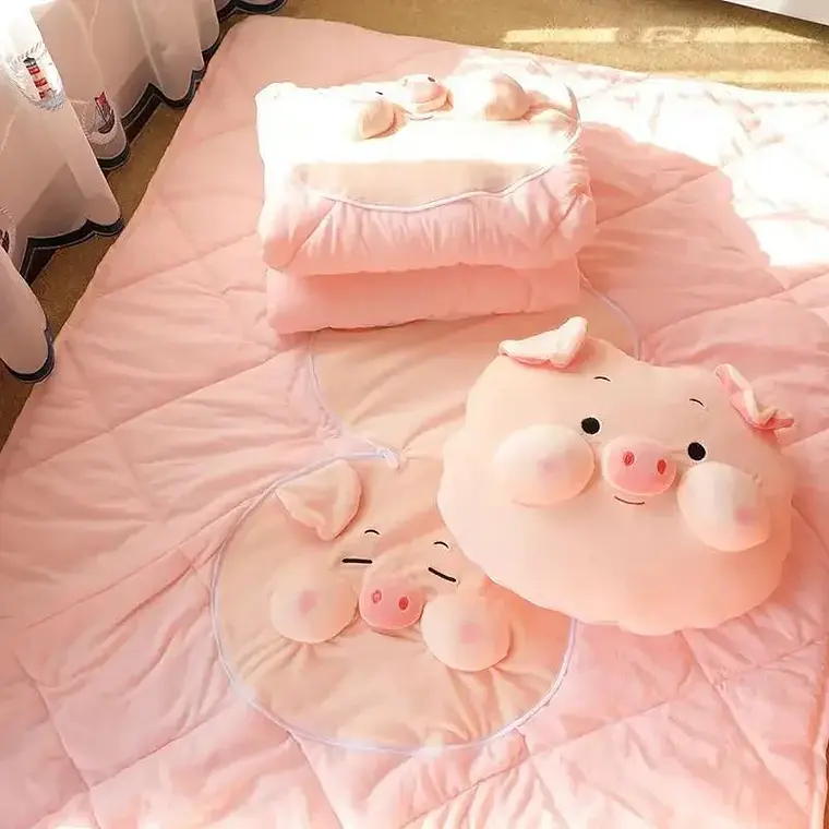 2 EN 1 ALMOHADA/FRAZADA DISEÑO CERDITO  🐷 2