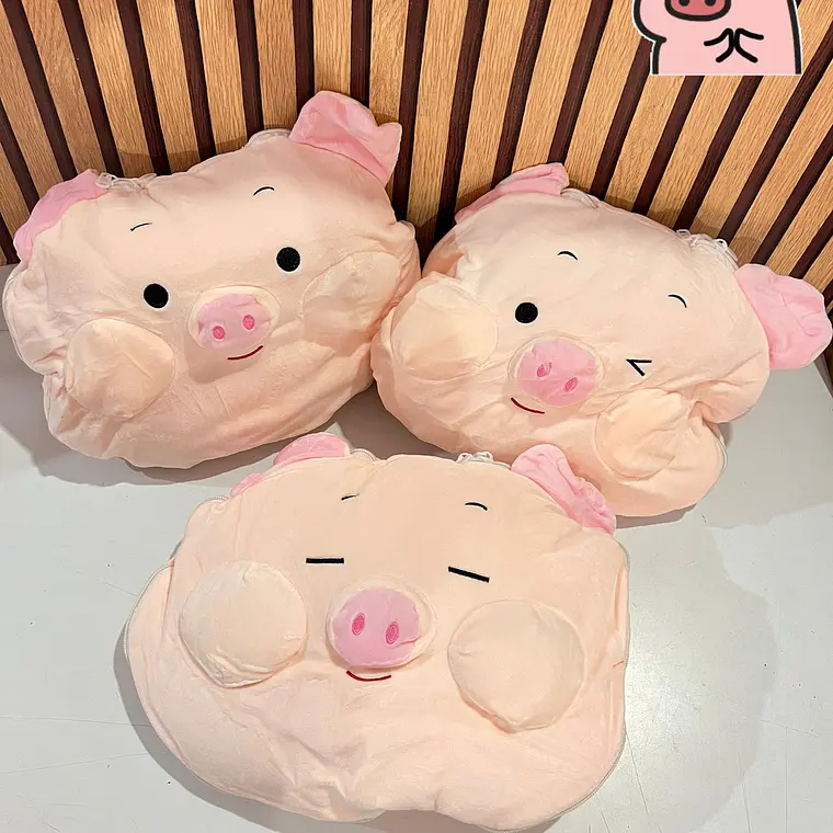 2 EN 1 ALMOHADA/FRAZADA DISEÑO CERDITO  🐷 4