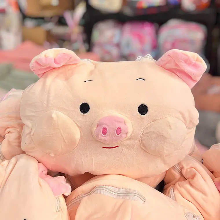 2 EN 1 ALMOHADA/FRAZADA DISEÑO CERDITO  🐷 6