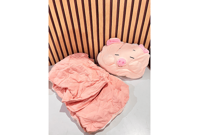 2 EN 1 ALMOHADA/FRAZADA DISEÑO CERDITO  🐷