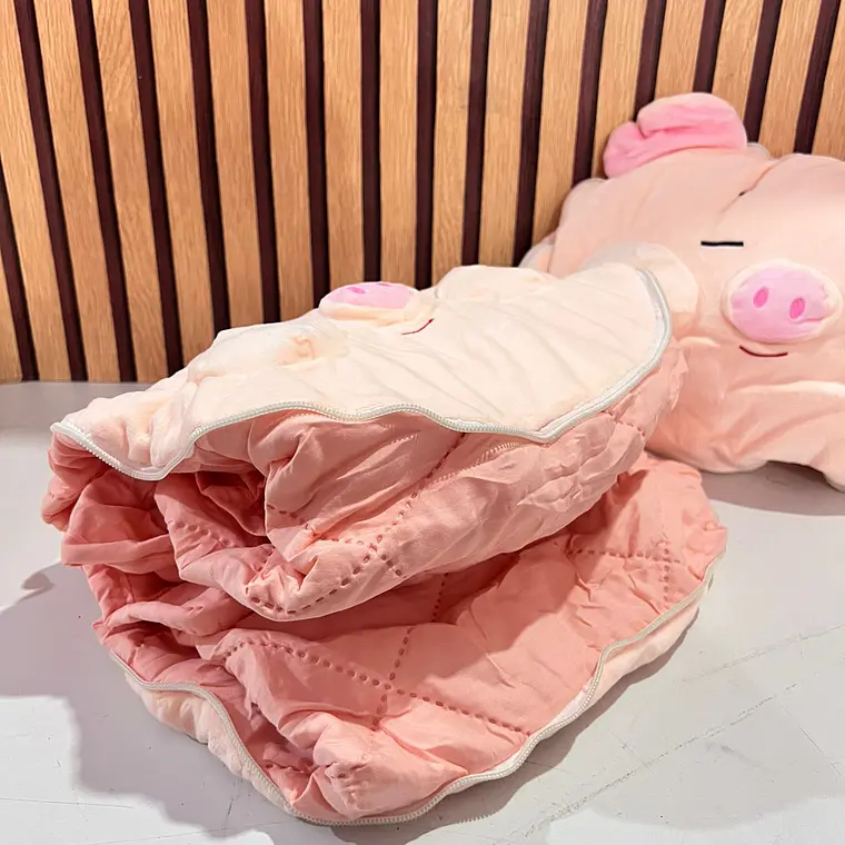 2 EN 1 ALMOHADA/FRAZADA DISEÑO CERDITO  🐷 10