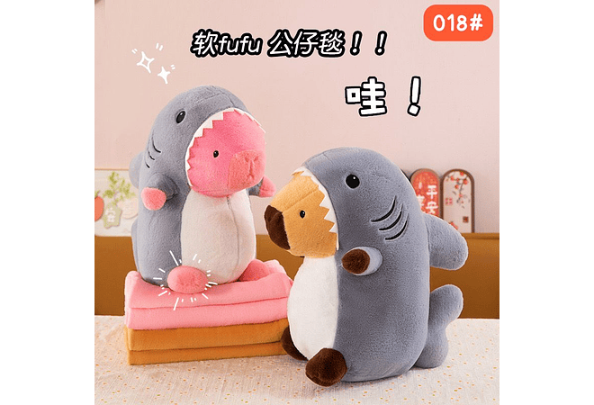 PELUCHE DISEÑO TIBURÓN CON FRAZADA MOD# 018 🦈🥰