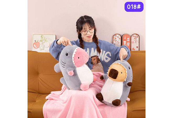 PELUCHE DISEÑO TIBURÓN CON FRAZADA MOD# 018 🦈🥰