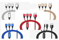 PAQ. DE 6 CABLES USB 3 EN 1 DE CARGA RÁPIDA MOD# TS-581