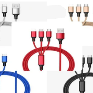 PAQ. DE 6 CABLES USB 3 EN 1 DE CARGA RÁPIDA MOD# TS-581