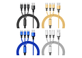 PAQ. DE 6 CABLES USB 3 EN 1 DE CARGA RÁPIDA MOD# TS-581