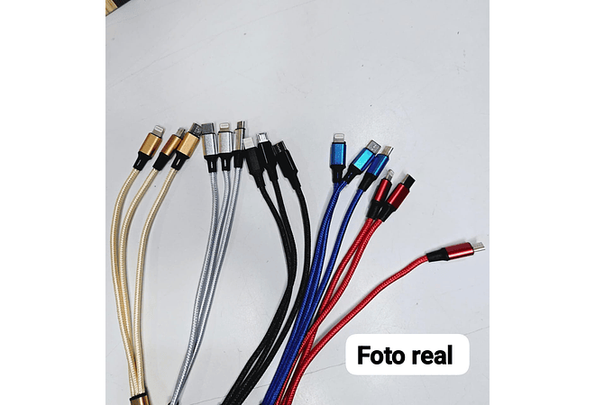 PAQ. DE 6 CABLES USB 3 EN 1 DE CARGA RÁPIDA MOD# TS-581