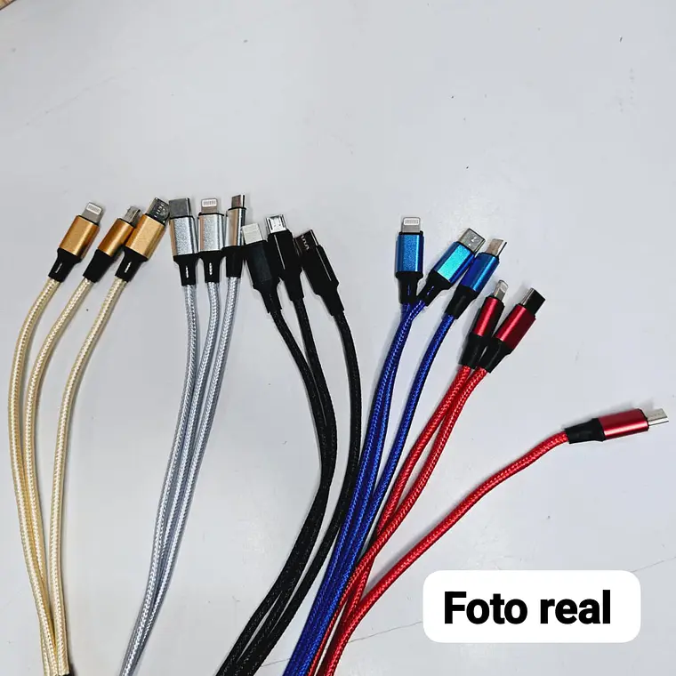 PAQ. DE 6 CABLES USB 3 EN 1 DE CARGA RÁPIDA MOD# TS-581 5