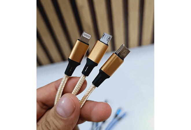 PAQ. DE 6 CABLES USB 3 EN 1 DE CARGA RÁPIDA MOD# TS-581