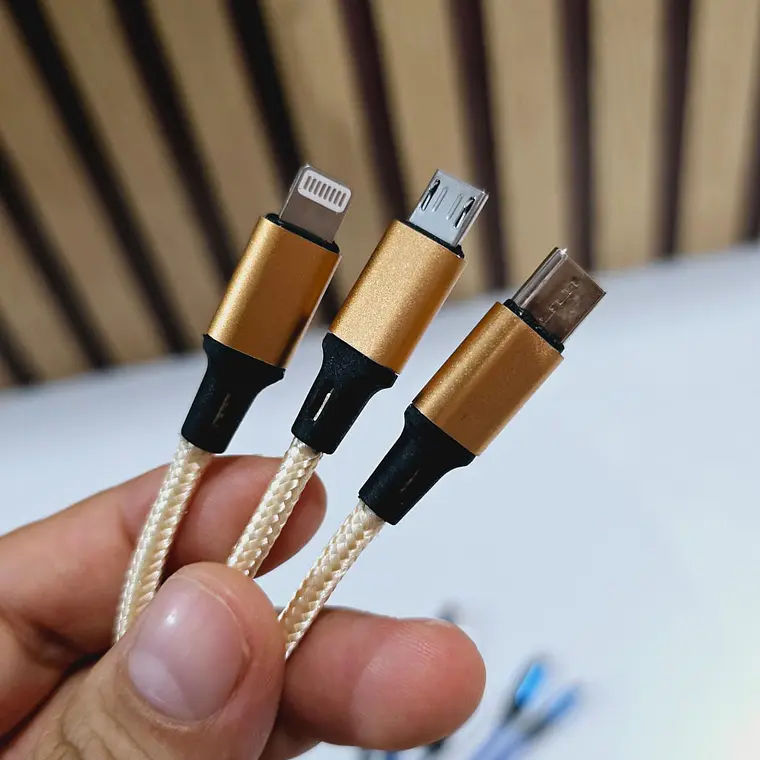 PAQ. DE 6 CABLES USB 3 EN 1 DE CARGA RÁPIDA MOD# TS-581 6