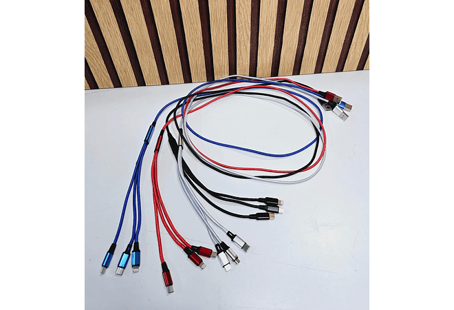 PAQ. DE 6 CABLES USB 3 EN 1 DE CARGA RÁPIDA MOD# TS-581