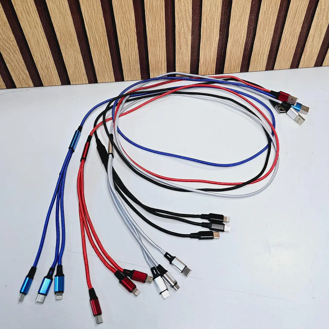 PAQ. DE 6 CABLES USB 3 EN 1 DE CARGA RÁPIDA MOD# TS-581 7