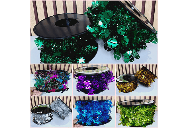 20 MTS ROLLO DE ESCARCHA VARIOS COLORES  Y MODELOS 🎄🥳🎅🏻✨