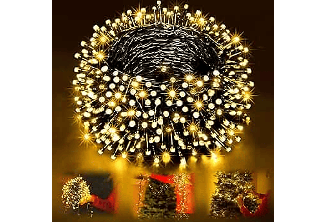 15 MTS SERIE DE LUCES SOLAR NAVIDEÑAS (LUZ CÁLIDA O BLANCA)300 Luces MOD# TS-11603B ✨