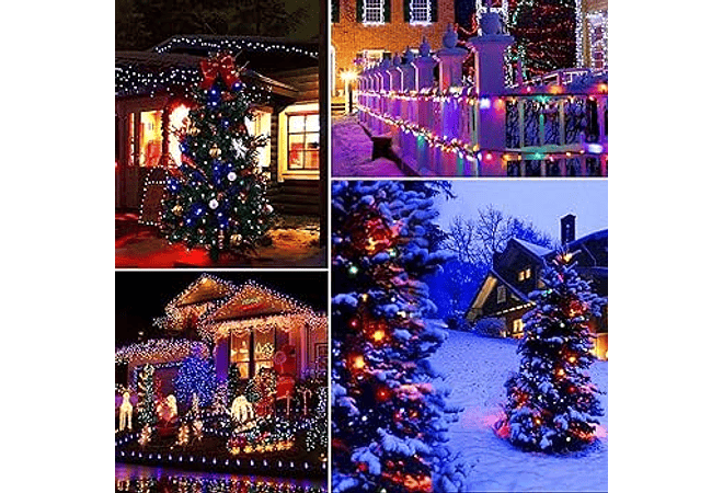 6M CASCADA SOLAR LUCES DE COLORES (CABLE BLANCO) MOD# TS-11703C 🥳🎄