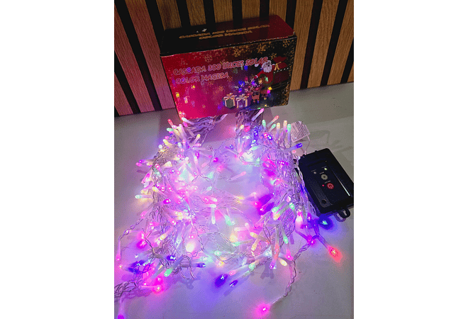 6M CASCADA SOLAR LUCES DE COLORES (CABLE BLANCO) MOD# TS-11703C 🥳🎄