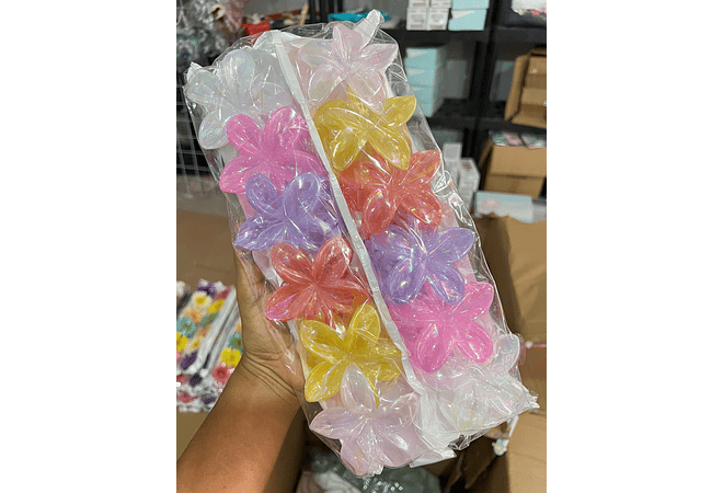 DOCENA DE PINZAS HAWAIANA PARA EL CABELLO VARIOS MODELOS🌸🌺🪻