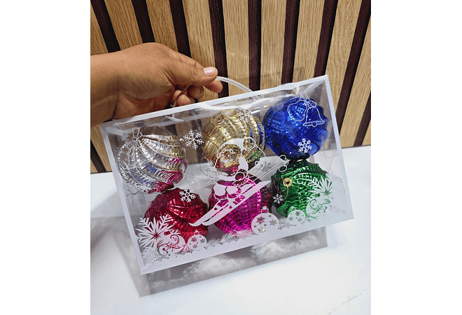 CAJITA CON 6 ESFERAS DE COLORES MOD# 8EF-3X40  ✨🌲