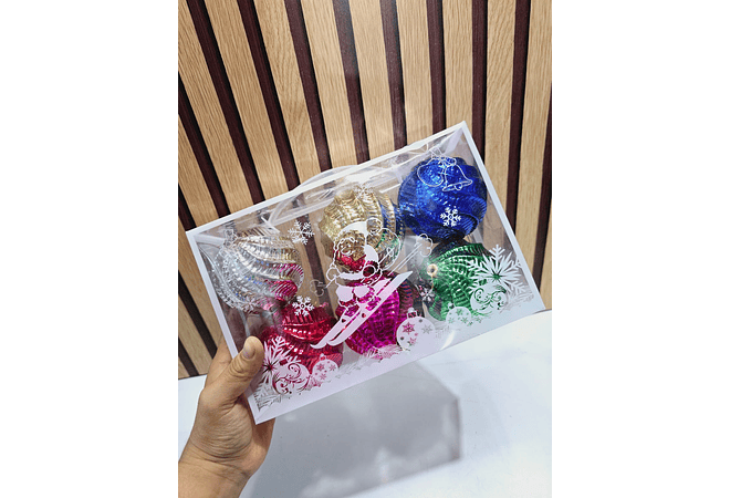 CAJITA CON 6 ESFERAS DE COLORES MOD# 8EF-3X40  ✨🌲