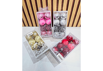 CAJITA CON 16 ESFERAS LISAS Y DECORADAS MOD# N2418-4X58  🎄✨🥰