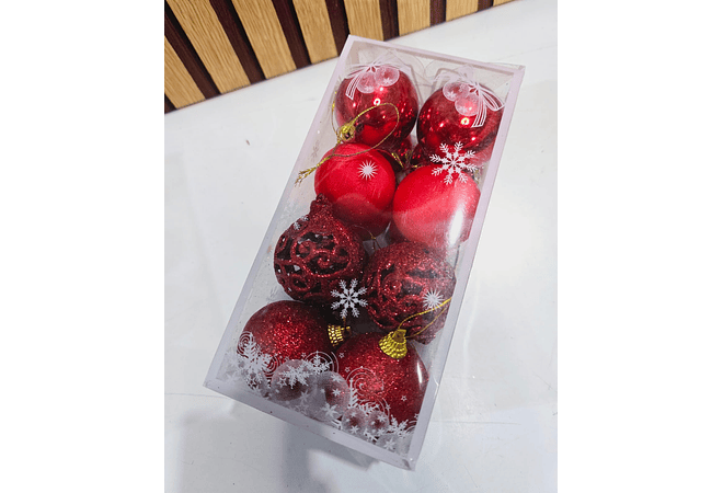 CAJITA CON 16 ESFERAS LISAS Y DECORADAS MOD# N2418-4X58  🎄✨🥰