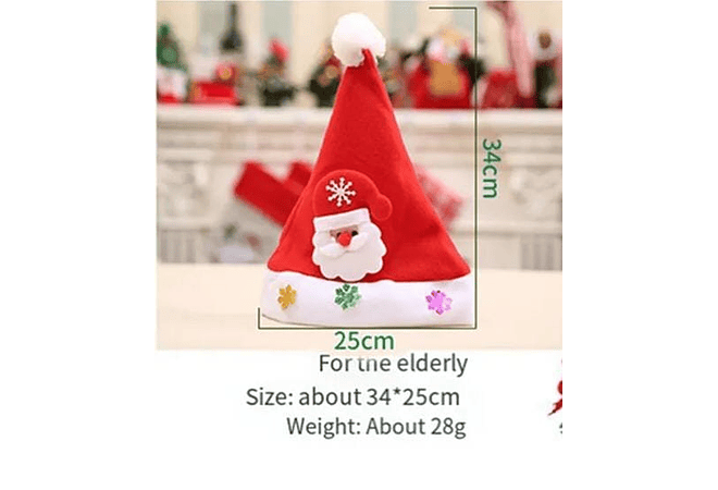 PAQ DE 3 GORROS INFANTILES DISEÑO SANTA CLAUS CON LUZ LED Y FIGURAS NAVIDEÑAS  🥰🎅🏻