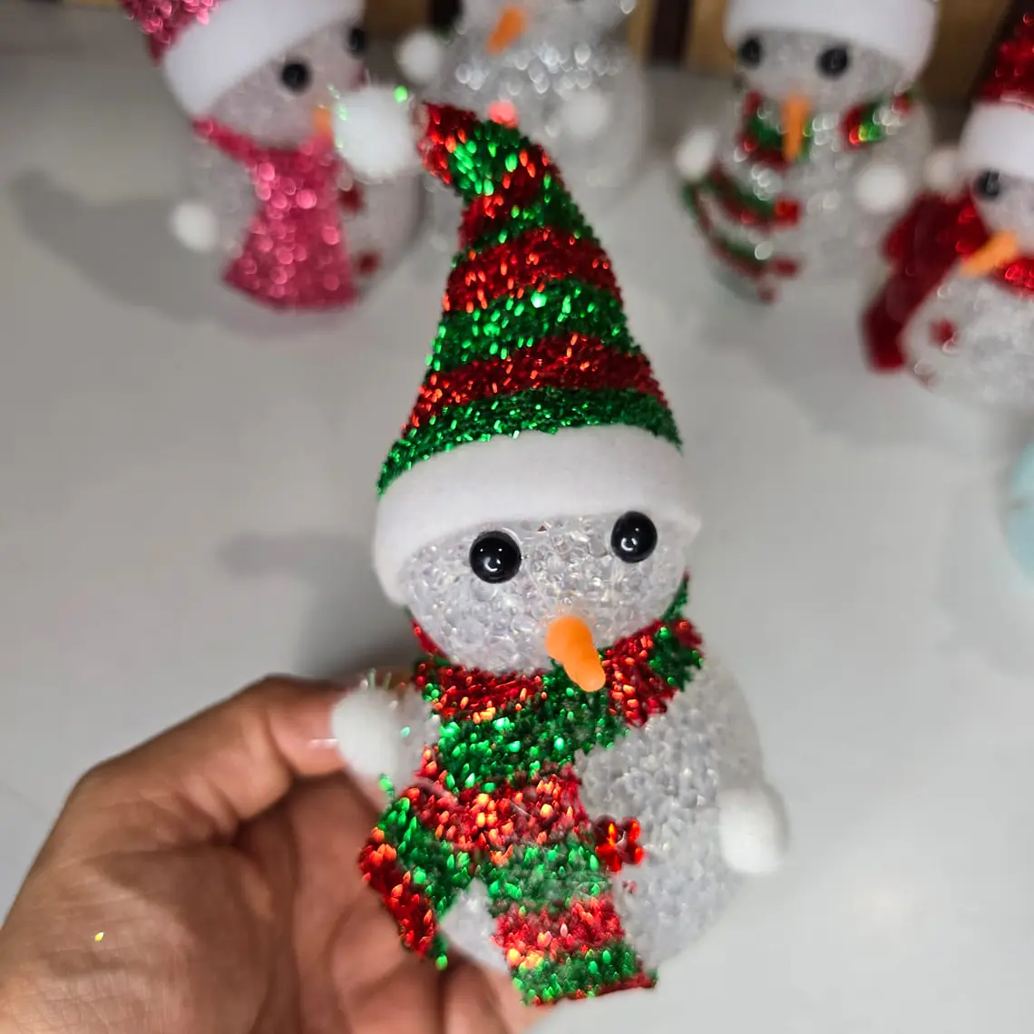 LAMPARITA MUÑECO DE NIEVE MOD# 6143-2🌨️☃️🌲 PAQ DE 3 LAMPARITAS 4