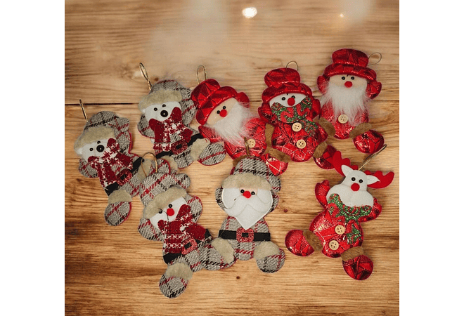 🎅🏻DOCENA COLGANTES NAVIDEÑOS ROJO O CAFÉ MOD# 22872 ☃️🌲