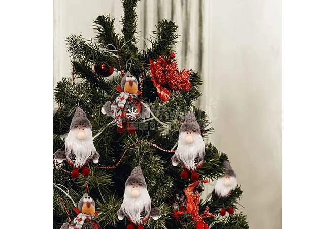 DOCENA/COLGANTES NAVIDEÑOS SANTA,RENO, O MUÑECO DE UNICEL MOD# 22862 ☃️🥶