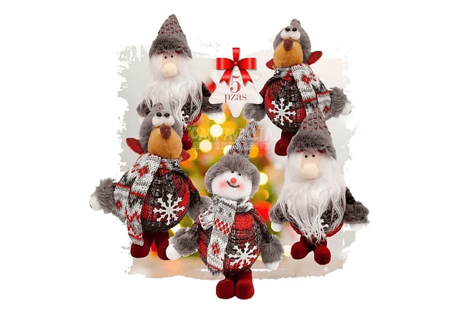 DOCENA/COLGANTES NAVIDEÑOS SANTA,RENO, O MUÑECO DE UNICEL MOD# 22862 ☃️🥶